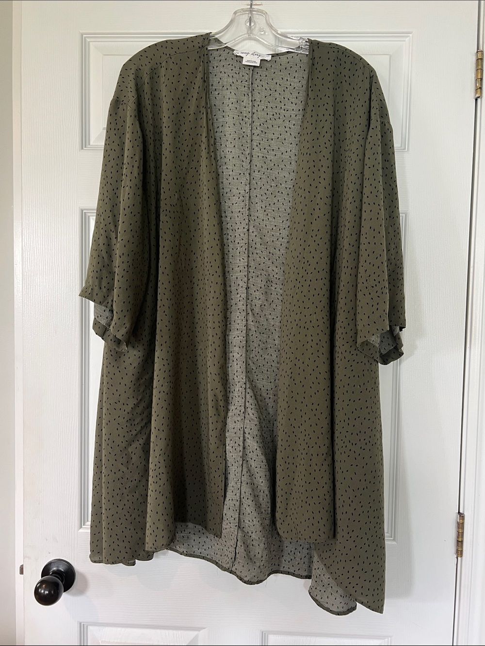 Olive Polka Dot Lightweight Kimono Cardigan - Picture 1 of 4